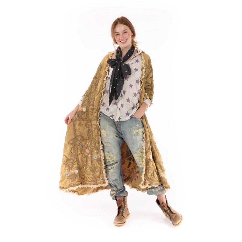 Magnolia Pearl Embroidered OLeary Coat | Reversible Love Virgin Mary
